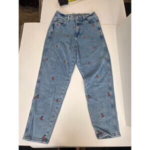 Arizona Highest Rise Curvy Mom Jeans Women’s 11 Cherry Embroidered Denim